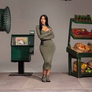 Reebok x Cardi B rib skirt and bodysuit set